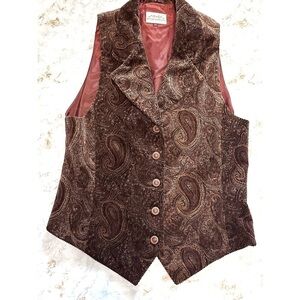 Susan Bristol Vintage Paisley Corduroy Vest Women's Size Medium